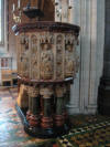 The carved wooden pulpit